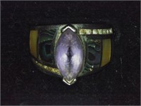 STERLING SILVER W INLAY RING SZ 7