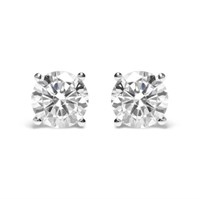 14K Gold Round Diamond Solitaire Stud Earrings