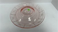 Pink depression etched chip and dip bowl