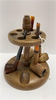 Pipe stand holder with Tobacco pipes