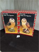 Set of 2 Porcelain Night Owls