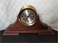 Hermle Ships Bell Clock Brass Case Walnut Stand