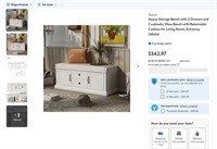 W7287  ikayaa Storage Bench, 2 Drawers/2 Cabinets