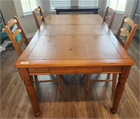 SUNRISE PINE FARM TABLE WITH LEAF AND 4 CHAIRS