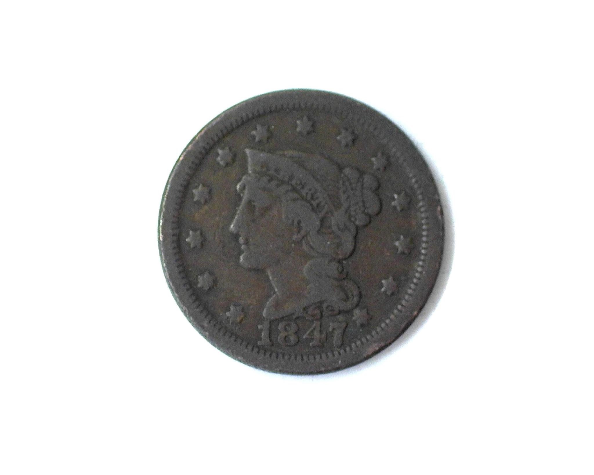 1847 Cent VF+
