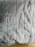 King Channel Luxe Faux Fur Comforter  Light Gray -