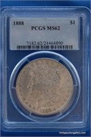 1888 Silver Morgan MS62 $1 Dollar Coin