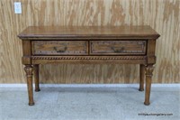 Vtg. Oak Sofa Table w/ 2 Drawers