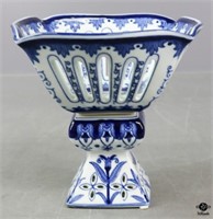 Glazed Porcelain Blue & White Compote