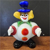 VTG Murano Glass Clown Figure 8.25" Tall, Blue Hat