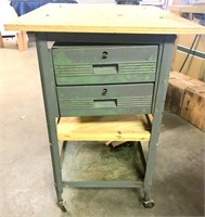 Work Table On Casters w/ Two Drawers