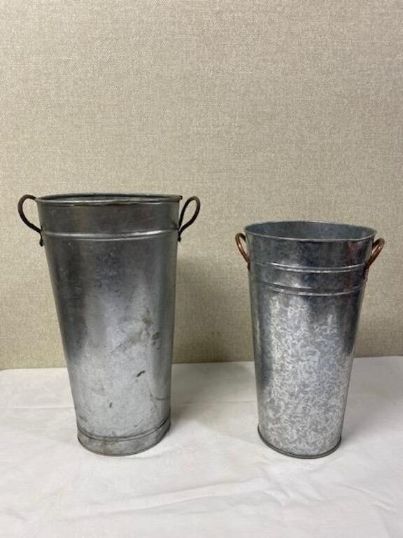 Pair of Galvanized Farmhouse Buckets