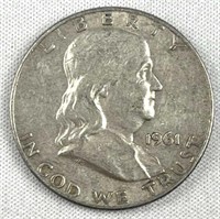 1961-D Franklin Silver Half Dollar, US 50c Coin