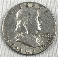 1962 Franklin Silver Half Dollar, US 50c Coin