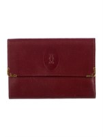 Cartier Burgundy Leather Gold-tone Trifold Wallet