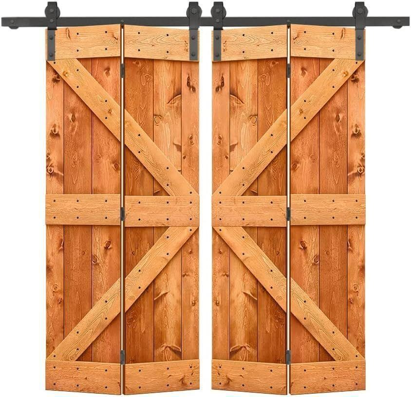 48" x 84" Walnut Double Bi-Fold Barn Doors