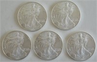 Lot of 5 2002 American Silver Eagles