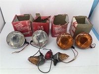 Lot Vtg auto or trailer lights (4) w/ boxes look