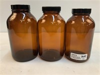 (3) Brown Glass Jars w/Lids