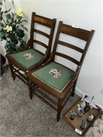 (2) Chairs with Needlepoint Cushions