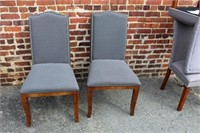 2pc Charcoal parson style Chairs w/ nailhead