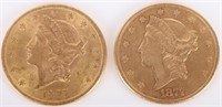 1897-1877 LIBERTY HEAD 90% GOLD COINS $20