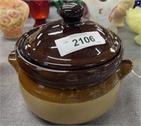 Brown drip, stoneware pot
