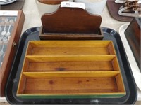 Vintage Wooden Utensil Tray