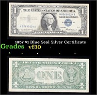 1957 $1 Blue Seal Silver Certificate Grades vf++