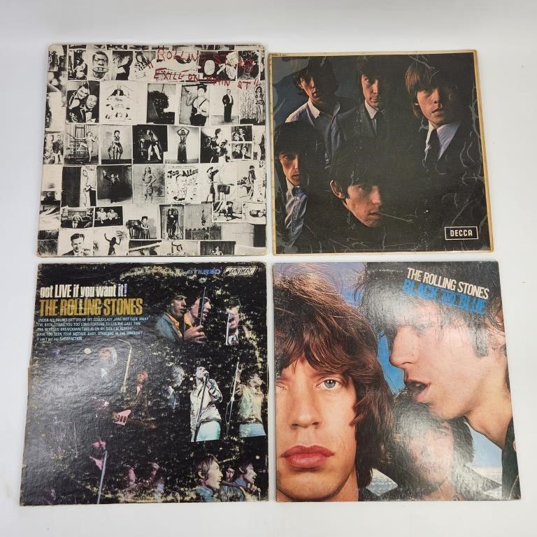 4) VINTAGE THE ROLLING STONES LP RECORD ALBUMS