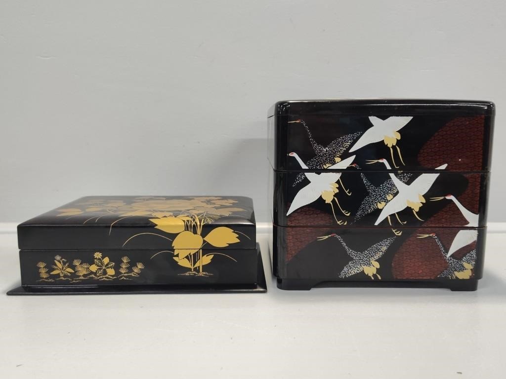 Japanese Stack Box and Lacquer Box