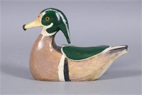 George Aho Wood Duck Drake Decoy, Rapid City, MI,