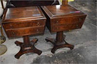Two Pedestal Side Tables w/Drawers