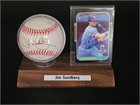 Autographed Jim Sundberg Ball & Baseball Card on