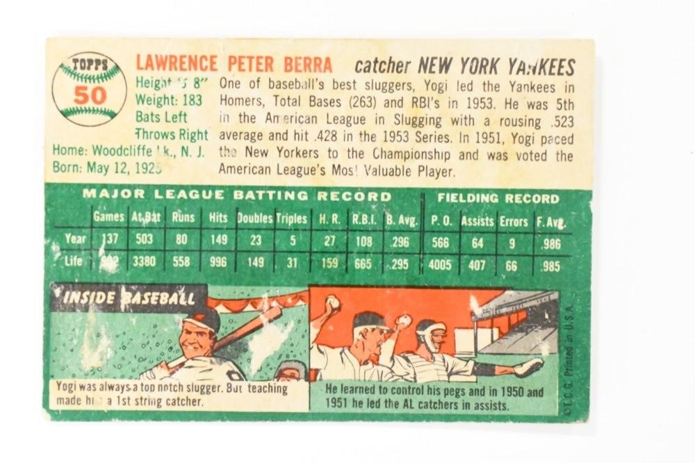 1954 Topps Yogi Berra Baseball Card #50
