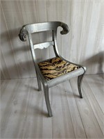 Metal Rams Head Chair with Upholstered Seat