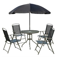 $223  Black 6-Piece Metal Round Table Outdoor Bist