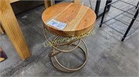 BRAZILIAN KOA AND WROUGHT IRON ACCENT TABLE