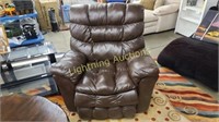 OVERSTUFFED CHOCOLATE FAUX LEATHER ROCKER/RECLINER