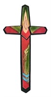 Vibrant Painted Wooden Cross