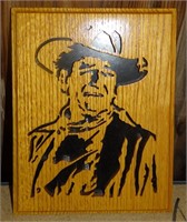 Wooden Engraved John Wayne Portrait