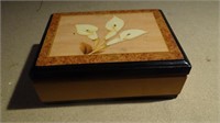 Flower Wooden Jewelry Box with Contents