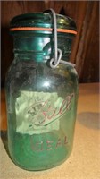 Vintage Teal Ball Ideal Jar with Glass Lid and Lat