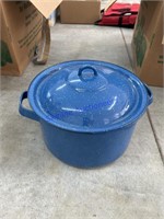 Blue Enamel Ware Stock Pot