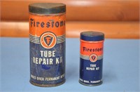 (2) Vintage Firestone tin tube repair cans