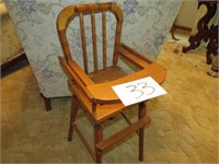 Small Solid Wood Doll Highchair 27.5" Tall with