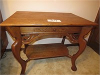 Antique Medium Oak Carved Library Table 34" W X