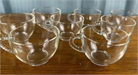 Vintage 8 Clear Glass Federal Punch Bowl Cups
