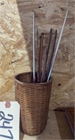 Wicker Basket w/Knitting Needles