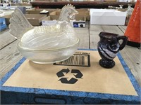 Glass Nesting Hen and Imperial Slag Glass